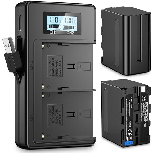NP-F970 Battery and Charger-2x8800mAh Dual USB NPF Battery with LCD Screen for Camcorder/Light/Camera/Handycam/Monitor,Replacement Fast Charger for Sony NP-F970/NP-F960/NP-F950/NP-F930/NP-F550/NP-F750