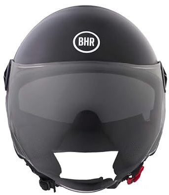 BHR Casco Demi-Jet 840 DUAL SHIELD - Casco Scooter Doppia Visiera Omologato ECE 22.06 con Visierino Interno Parasole e Sgancio Micrometrico - Nero Metallizzato L