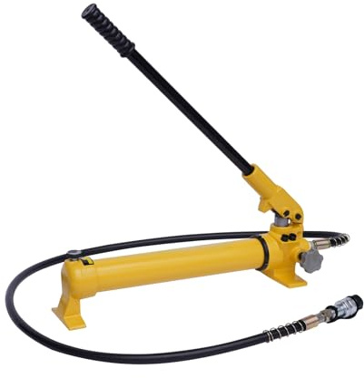 Hydraulisk handpump 700 bar, hydraulisk handpump, oljekapacitet 700 cc med 1,8 m slang för hydraulcylinder (gul)