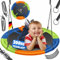 KESSER® Columpio nido, columpio redondo, diámetro de 60 cm, soporta hasta 200 kg, con cojín y 4 asas, ajustable, para interior y exterior, para niños y adultos, multicolor
