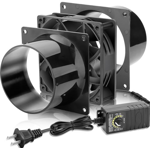 WDERAIR 120mm x 38mm 4 Inch Duct Booster Small 12V Exhaust Fan with AC Variable Controller for DIY Paint/Dryer/Smoker/Growtent/3D Laser/Solder Fume Extractor-D1238