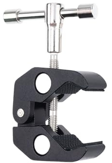 Abrazadera de aluminio para cangrejos con tornillo de 1/10.2 cm 3/20.3 cm roscado para accesorios de fotografía, montaje de equipo, brazo de cámara ajustable