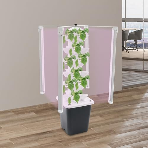 GIDRLL Kit de culture hydroponique, 6 étages, 30 trous, sans terre, tour hydroponique verticale avec lumière LED et réservoir d'eau, tour de plantation hydroponique pour herbes, fruits, légumes