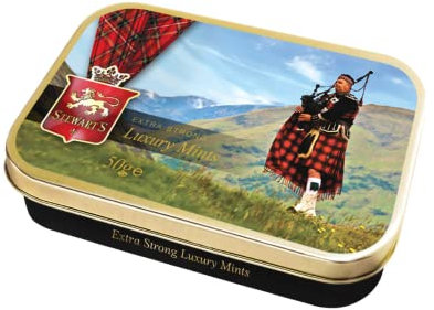 Stewart's - The Lone Piper Tin Filled with Luxury Mints (40g) - Cool Refreshing Peppermint Flavour For Instant Breath Freshness, Pocket Sized Collectable Tins, Ideal for Gifting