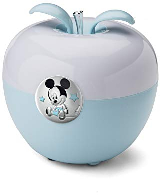 Disney - Mickey Mouse - Lampara nocturna infantil LED de mesita de noche - Se enciende mágicamente soplando - Con detalles plateados - Perfecto como regalo para bebés - Varios colores