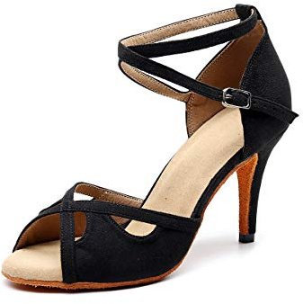 Goettin Women's Professional Latin Dance Shoes Satin Salsa Ballroom Wedding Dancing 3.3 inch heel height (US6.5)