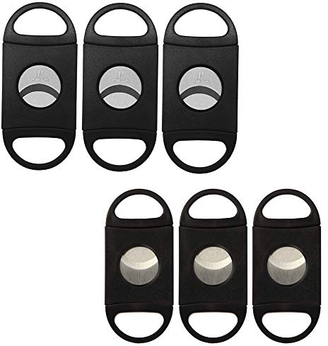 PIPITA Cortador de cigarros, plástico negro cortador de cigarros Bolsillo Cigar Cutter Acero Inoxidable Doble Hoja Tijeras Cortapuros ( 6 Pack )
