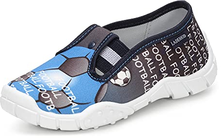 Ladeheid Jungen Hausschuhe mit Einlegesohlen LAVI0011 (Football Blau, 29 EU)