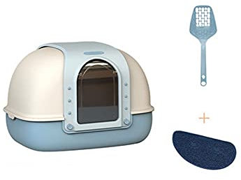 Bac à Litière Boîte à litière légère et entièrement clôturée, grandes toilettes de chat, déodorants et bassins de chat anti-éclaboussures avec pellets de chat et tampon de pied Bacs à Litière