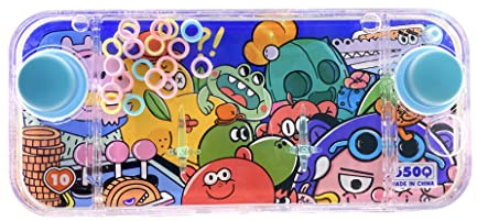Mini giochi ad acqua, Gioco ad acqua con anelli per ragazze e ragazzi, Gioco di abilità da viaggio, Gioco ad acqua. - - (Cartoni animati, 2 pulsanti, blu 10)
