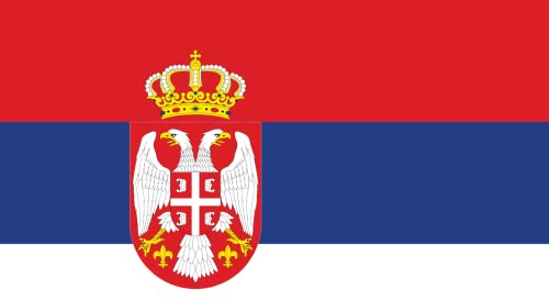 Large 5 x 3FT (150x90Cm) Serbia Crest National Flag Serbian Polyester Fabric Brass Eyelets for FIFA World Cup Football Rugby Sports Supporter