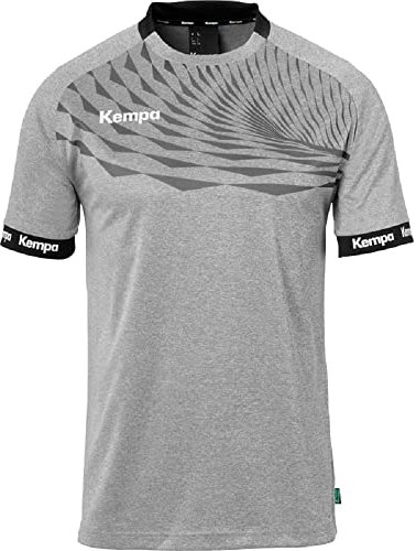 Kempa Wave 26 Shirt Herren Jungen Sportshirt Kurzarm T-Shirt Funktionsshirt Handball Gym Fitness Trikot - elastisch und atmungsaktiv, Dark Grau Melange/Anthra, 116