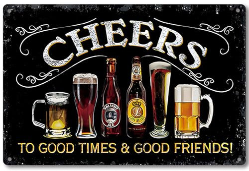 Yclekiqa Cartello vintage Cheers Bar, 20,3 x 30,5 cm, in metallo, accessorio da parete