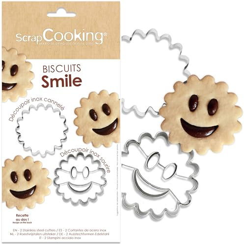 ScrapCooking - 2 Découpoirs à Biscuits « Smile » - Emporte-Pièces Sourire en Inox - Kit Moules pour Petits Gâteaux - Tartelettes Sablé Chocolat - Accessoires Pâtisserie Enfant Goûter - 2112