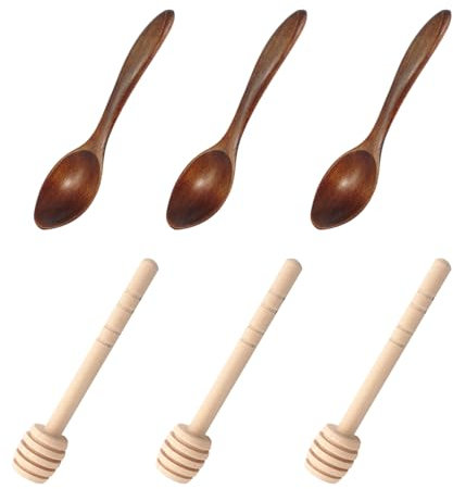 YOUZMY 6 Piezas de Agitadores de Miel,Cucharas de Miel, Cucharas de Miel de Madera,Agitadores de Miel para Levantar Miel,Palitos de Miel en Espiral de Miel,agitadores de Palitos de Miel (Marrón(3+3))