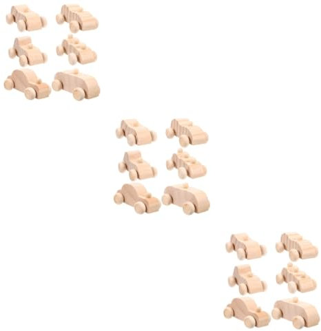 Toyvian 18pcs Unfinished Cars for Boys and Girls Wooden Car Crafts DIY Toys Paintable Model Graffiti