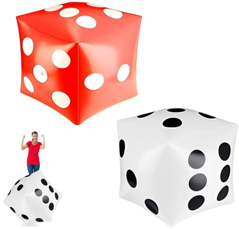 KEMUZ ​Dado Gigante Gonfiabile, 2 Pezzi Dadi Da Gioco Per Feste, Giocattolo Divertente Per Adulti E Bambini, Ideale Per Piscina, Giardino, Compleanni E Eventi.