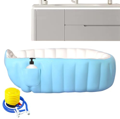 Bañera Inflable para Bebés - Bañera Inflable para Niños Pequeños con Bomba de Pie para Ducha, Plegable Imprescindible Para Cuidado del Bebé en Hogar Hotel Viaje