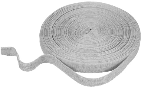 QUARKZMAN Nastro in Cotone A Spina di Pesce 15mm X 21 Metri Nastro A Bordo Obliquo per Cucito Fai da Te Regali Imballaggio Grigio Chiaro