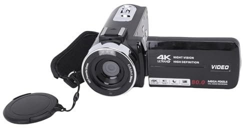 Plyisty 4K Videokamera Videokamera, 80MP HD 3 Tums 270 Graders Rotationsskärm 18X Zoom Digital Videoinspelare med LED-blixt och Hot Shoe 1500mAh för Resor