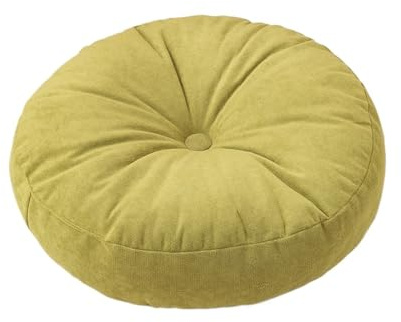 UJEDFHV Meditationskudde 40 cm meditationskudde puff prydnadskudde enfärgad plysch sittdyna rund mjuk tatami hem (Khaki)