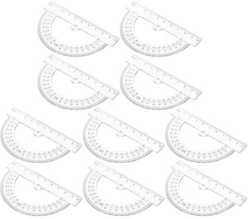 SHERCHPRY 10pcs Half Circle Protractor 180 Degree Angle Measurement Tool for Students Geometry Drawing Stationery