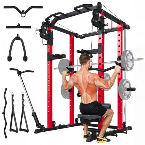 YODOLLA Mixte Cage Musculation|Cage à Squats|Barre Traction|Barre de Dips