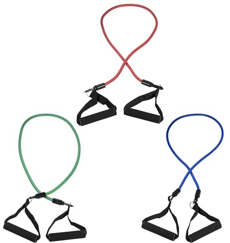 GORILLA SPORTS® Expander Tubes - 3er Set, inkl. Tragetasche, mit Schaumstoffgriffen, Bänder aus Gummi, Verstellbar - Fitnessbänder, Widerstandsbänder, Resistance Bands, Gymnastikbänder, Fitnessgeräte