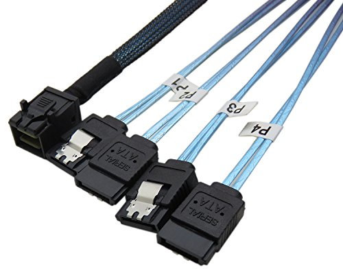 YIWENTEC Internal HD Mini SAS (SFF-8643 Host) to 4X SATA (Target) Hard Drive Cable (50 cm)