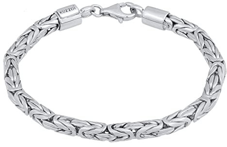 Kuzzoi Buddha Silber Armband für Herren, handgefertigtes Königsketten Armband (5 mm) aus 925 Sterling Silber, massives Königsarmband für Männer, Länge 19 cm