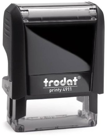 Trodat Printy 4911 – schwarz - mit Wunschtext personalisierbarer Namensstempel – gleich online gestalten, Adressstempel oder Textstempel - 38x14 mm - 4 Zeilen, hochwertiger Stempel zum Superpreis