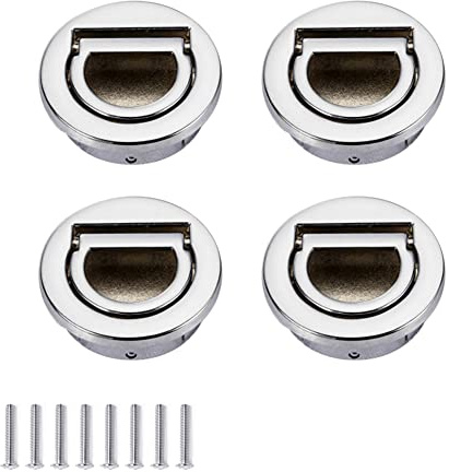 CONPHERON 4 Piezas Oculto Armario Pomos Tatami Tiradores Zinc Aleación Empotrar Puerta Manija Tiradores para Cajones Redondas Enrasar Pull Gabinete Accesorios