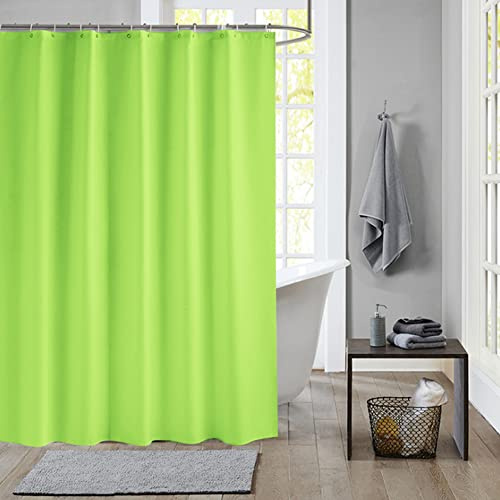 meioro Solid Colour Shower Curtains, PEVA Waterproof Bathroom Curtain Includes Curtain Hooks, Waterproof Mould Proof Resistant Shower Curtain Liner for Bathtubs Hotel(Green,Width 150cm x Height 180cm)