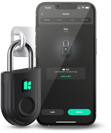 Igloohome Padlock Lite - Intelligentes Vorhängeschloss, Fingerabdruck, schwarz