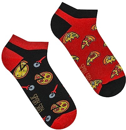 Spox Sox - calzini corti colorati e divertenti, calzini per sneaker fantasia e folli - regalo divertente, 36-39, Pizza