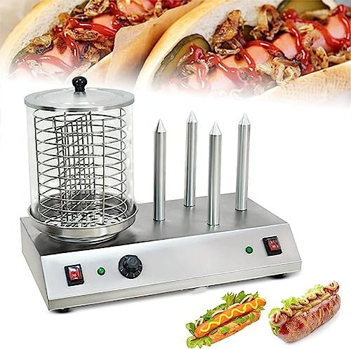 machine à hot dog Chauffe-hot-dog 538 W, Cuiseur À Vapeur For Hot-dog Avec Tige En Aluminium Chauffante, Machine À Réchauffer Les Petits Pains, Machine À Rouler Les Hot-dogs For Les Saucisses Du Petit