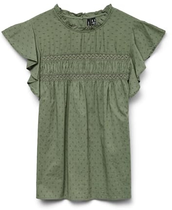 VERO MODA VMTRINE SL LACE TOP WVN, Säkringsgrön, M