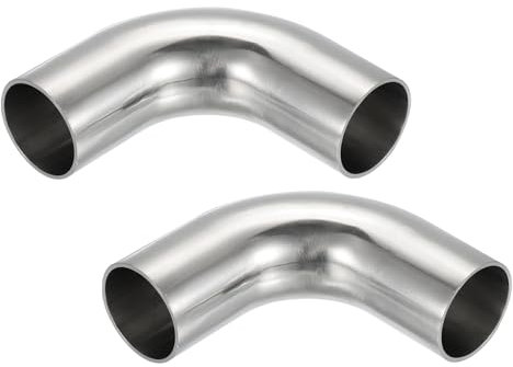 PATIKIL 2Pcs Codo de 90 Grados con Curva Mandril, Conector de Tubería de Escape de Acero de 1 1/4 Pulgadas de Diámetro Exterior, de Acero Inoxidable 304, HVAC