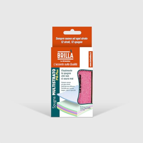 La Briantina Spugna Multistrato in PVA – 12 Strati Separabili, Multicolore – Pulizia di Bagno, Cucina, Vetri e Specchi, 11,5x7x2 cm