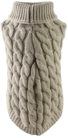 Generisch Jersey para perros prendas de punto jersey de cuello alto y cálido suéter para perros mascotas gatos chihuahua ropa de invierno blusa cálida (beige M)