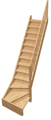 Normandie – Raumspartreppe viertelgewendelt unten rechts aus Holz