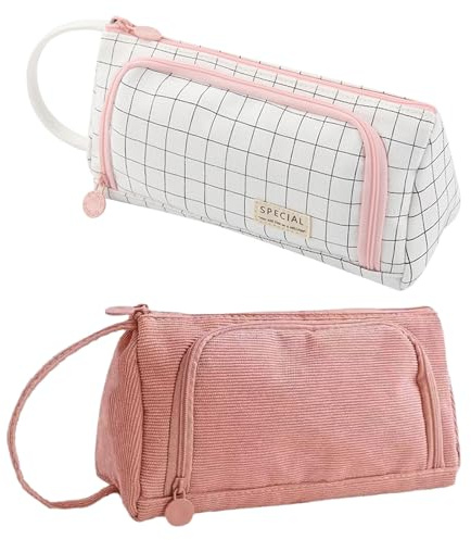 MLPKOI Estuche Escolar Grande para Lápices, Estuches de Lápices de Gran Capacidad, Bolsa de Lápices para Escuela y Oficina, Estuche para Lápices con 2 Compartimentos Alta Capacidad para Niñas Niños