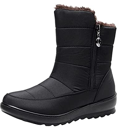 Stivali Invernali Donna Stivali Allineato Pelliccia In Pelliccia Scarponi Corti Caldo Caloroso Comodi Piatto Caviglia Con Durevole Scarponcini Termici Da Donna Foderato Invernali E Outdoor Campeggio
