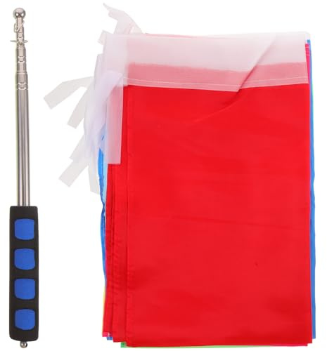 WRITWAA Set Bandiere Guida in Poliestere Resistente Asta Portabandiera Telescopica in Acciaio Inox 12 M Accessorio da Viaggio Portatile per Attività di Gruppo e Uso Colore Casuale