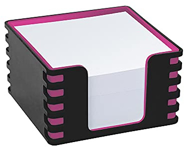 WAYTEX 931088BR Bloc mémo de 350 notes blanches 9 x 9 cm avec support plastique bicolore noir - rose