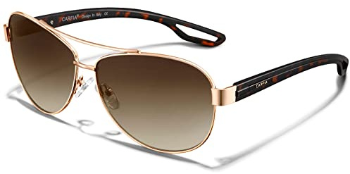 Carfia Classique Lunettes de Soleil Femme Homme Cat.3 Polarisées Pilote Protection UV400 pour Pêcher Voyager Conduire