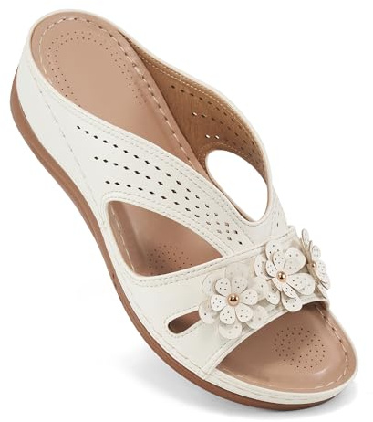 Ecetana Sandals for Women Wedge Shoes: Slip On Dressy Summer Comfortable Slides Sandals 2026 Casual Memory Foam Platform Shoes