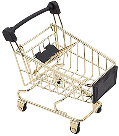 Zerodeko Mini panier à provisions en métal doré pour enfants Panier à jouets alimentaire Panier à fruits Boîte de rangement pour supermarchés de détail