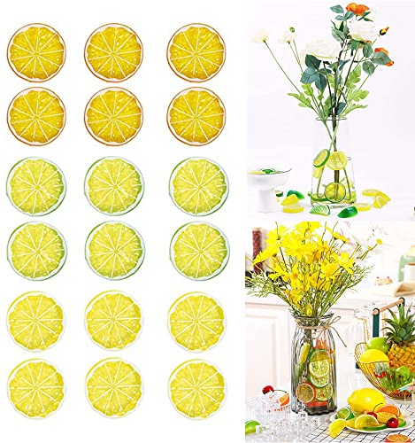 LONGHAO 18 Pcs Zitronen Deko,Künstliche Zitronenscheibe,Simulation Zitronenscheiben,Gefälschte Zitronenscheibe,Simulation Lebensechte Zitronen,Für Schaufenster/Hausparty Deko