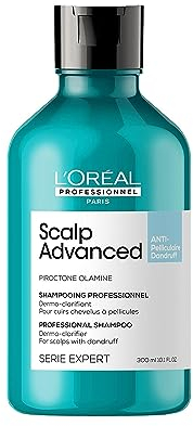 L'Oréal Professionnel Scalp Advanced Anti-Dandruff Dermo-Clarifier Shampoo, For Dry and Oily Scalps, Serie Expert, 300ml